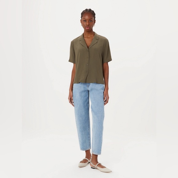 Frank & Oak The Camp Collar Blouse in Dark Khaki - Picture 5 of 14